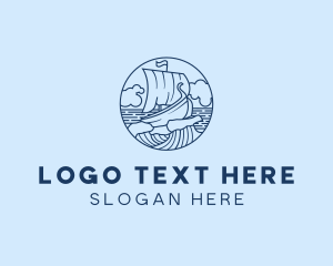 Viking Boat Ship Waves  logo