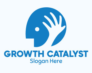 Blue Head Hand logo design