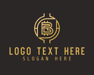 Golden Crypto Letter B logo