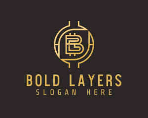 Golden Crypto Letter B logo design