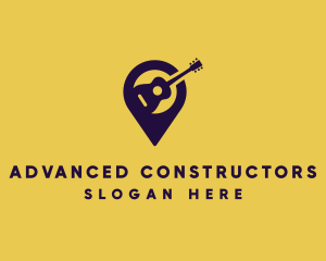 Location Pin Guitar logo design