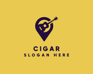 Location Pin Guitar logo design