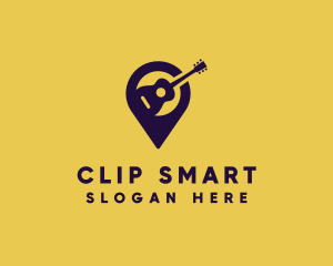 Location Pin Guitar logo design