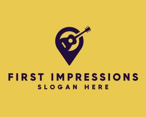 Location Pin Guitar logo design