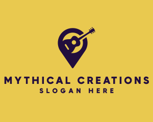 Location Pin Guitar logo design