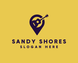 Location Pin Guitar logo design