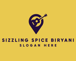 Location Pin Guitar logo design