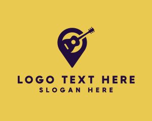 Guitar - Location Pin Guitar logo design