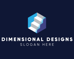 3D Stairs Cube logo design