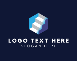 Platform - 3D Stairs Cube logo design
