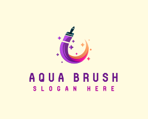 Sparkling Paint Brush logo design