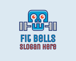 Robot Skull Dumbbell logo design