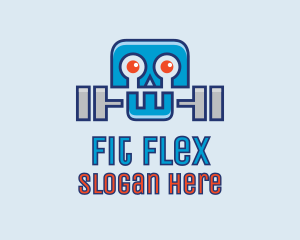 Robot Skull Dumbbell logo design