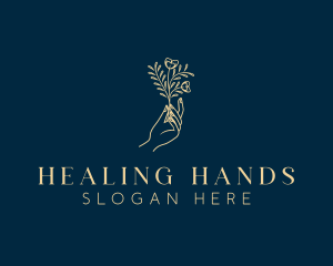 Wellness Flower Hand logo design