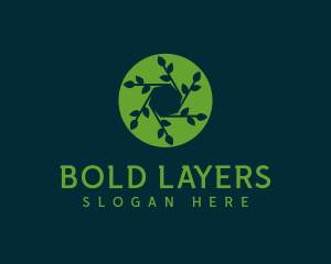 Hexagon Leaf Plant logo design