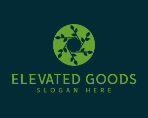 Hexagon Leaf Plant logo design