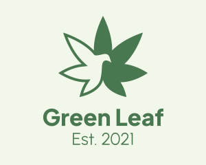 Weed Bird Leaf logo design