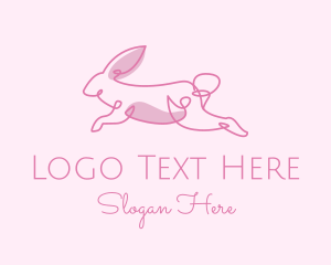 Pink Minimalist Rabbit logo design