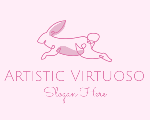 Pink Minimalist Rabbit logo design