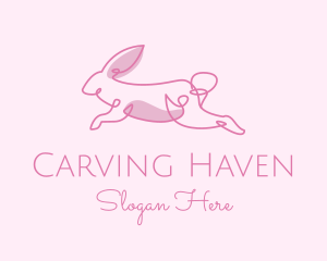 Pink Minimalist Rabbit logo design