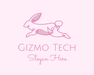 Pink Minimalist Rabbit logo design