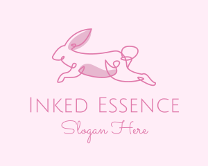 Pink Minimalist Rabbit logo design