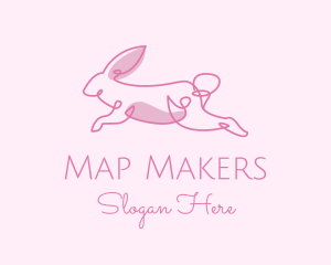 Pink Minimalist Rabbit logo design