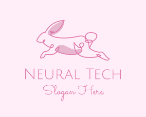 Pink Minimalist Rabbit logo design