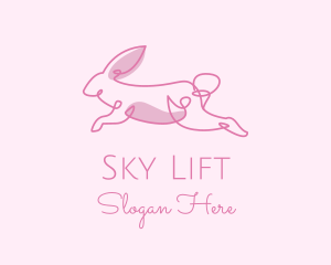 Pink Minimalist Rabbit logo design