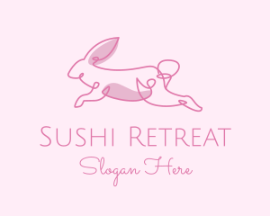 Pink Minimalist Rabbit logo design