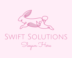 Pink Minimalist Rabbit logo design