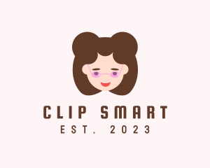 Glasses Girl Head logo design