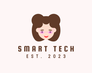 Glasses Girl Head logo design