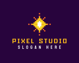 Pixel Sparkle Star logo design