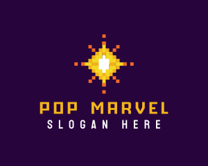 Pixel Sparkle Star logo design