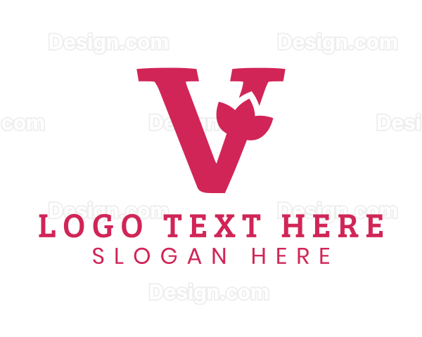 Pink Petal Letter V Logo