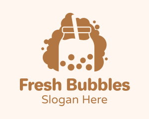 Boba Milk Tea Bubble logo design