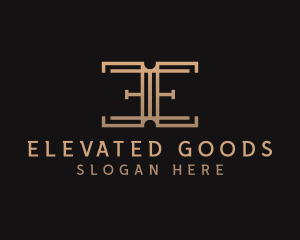 Gold Hotel Boutique Letter E logo design