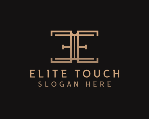 Gold Hotel Boutique Letter E logo design