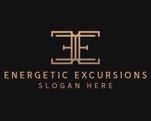 Gold Hotel Boutique Letter E logo design