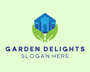 Lawn Care Leaf House logo design