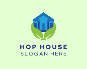 Lawn Care Leaf House logo design