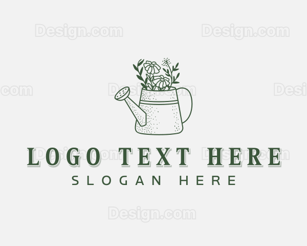 Floral Watering Can Sprinkler Logo