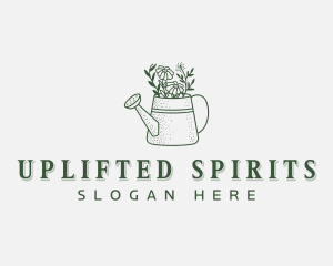 Floral Watering Can Sprinkler Logo