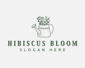 Floral Watering Can Sprinkler logo design