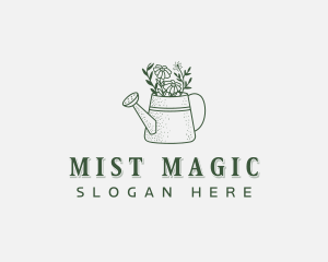 Floral Watering Can Sprinkler logo design