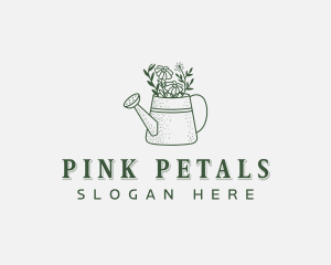 Floral Watering Can Sprinkler logo design