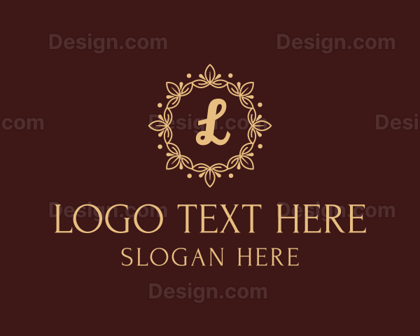 Lotus Flower Leaf Wreath Logo