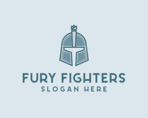 Warrior Helmet Fighter logo design