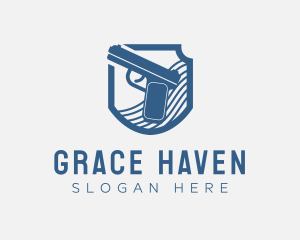 Blue Gun Weapon Logo